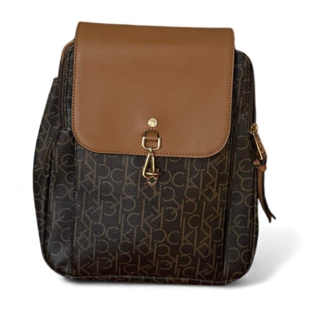 Calvin Klein Monogram Mini Backpack Brown/Tan - image 1